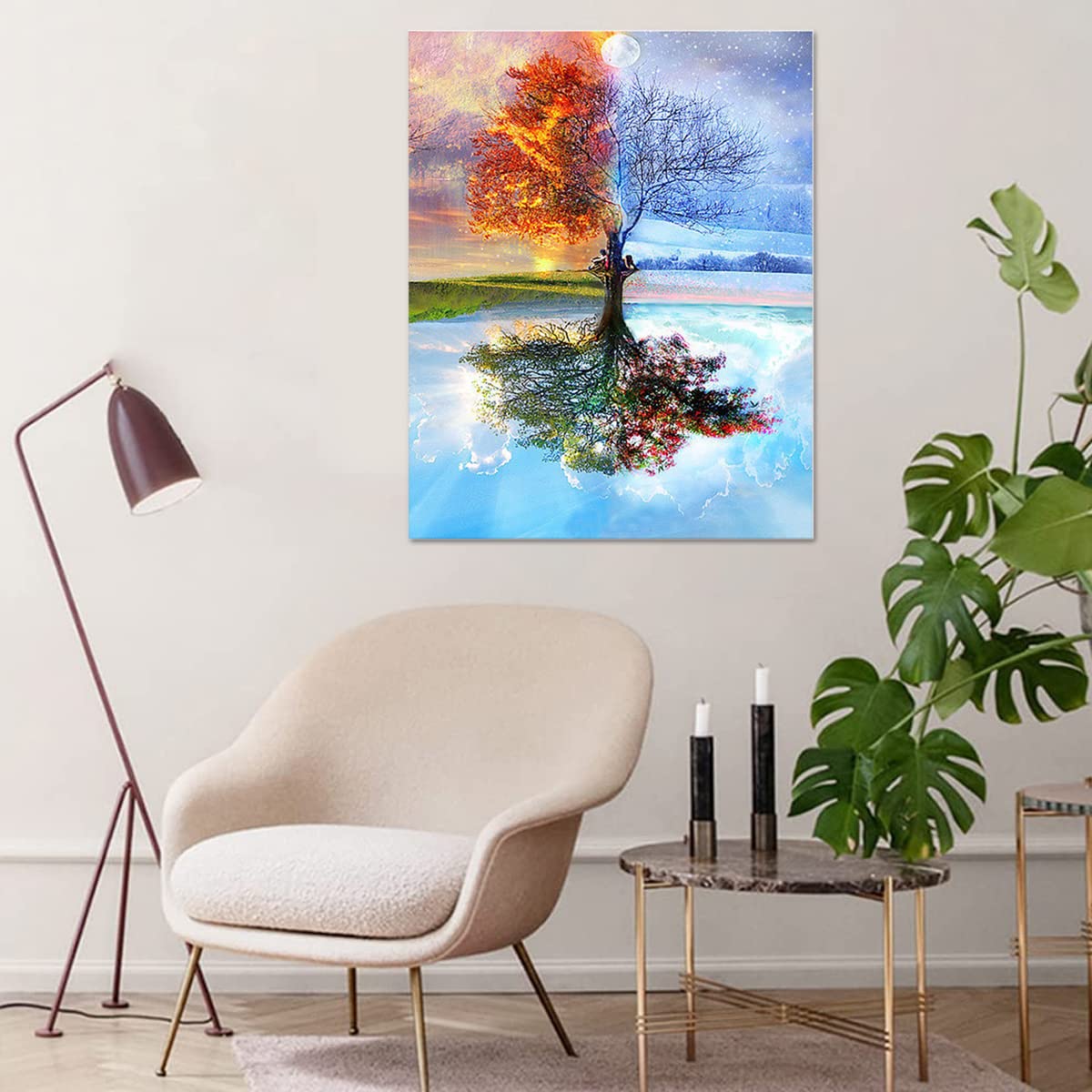 HASTHIP Paint by Numbers Kit for DIY Wall Art with 40×50 cm Canvas and Brushes | Beige
