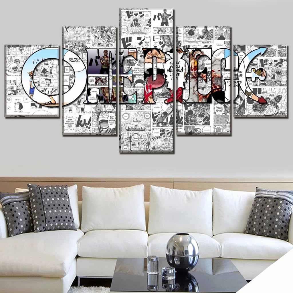 HASTHIP Anime Poster for Living Room featuring 5 Piece 20x35cm to 20x55cm Canvas Wall Art | Black and White Manga Design
