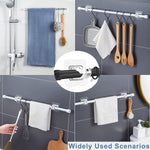 HASTHIP® 6 Pack Curtain Rod Brackets No Drill Adhesive Supports, Clear Acrylic Snap Closure Pole Holders for Window, Kitchen, Bathroom, Living Room