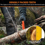 HASTHIP® 24" Pocket Chainsaw with Grips Folding Pull Saw with Storage Pouch Manganese Steel Hand Saw Hand Saw Portable Hand Saw for Cutting Branches, Outdoor Survival Gear Camping Gadget