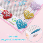 HASTHIP Diamond Painting Magnet Cover Holder for DIY Crafts with Dual Magnets 6pcs | Heart Shape Rainbow Set