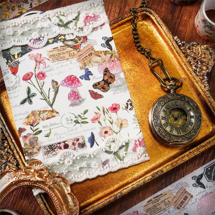 HASTHIP Washi Tape Set for Journals and DIY Crafts featuring 20 Rolls 9.8 ft Floral & Butterfly Designs