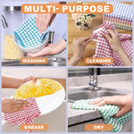 HASTHIP Kitchen Towels 6pcs Set for Daily Use featuring 28x40cm Cotton Checkered Design