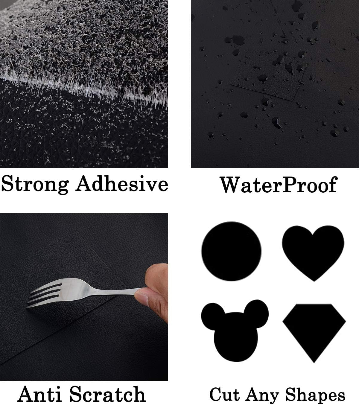 HASTHIP Leather Repair Patch for Couches and Car Seats featuring Self Adhesive 17.7×79 in Black PU Vinyl | Waterproof and Cuttable Design