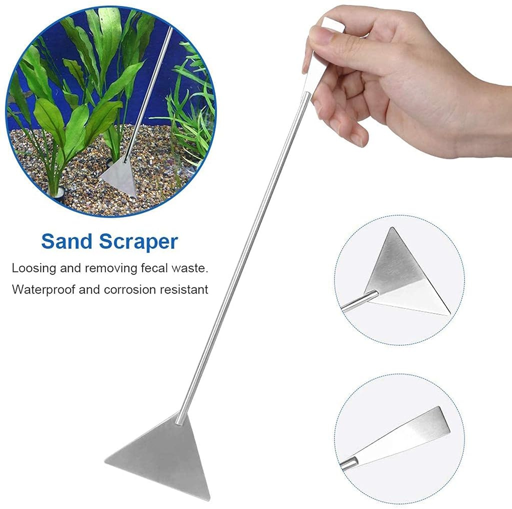 HASTHIP® Kit de Herramientas Aquascaping 7 en 1,Acero Inoxidable para Tanques de Peces,Pinzas Tijeras Espátula Cepillo Limpieza y Red para Plantas Acuáticas y Decoración Acuario
