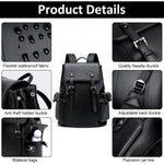 HASTHIP® Leather Backpack for Men Black Laptop Computer Backpack Large Capacity Business Ladies Retro Leisure Travel Backpack
