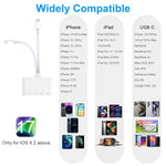 HASTHIP® 4 in 2 SD Card Reader for iPhone/iPad, USB C/Lightning to Micro SD/SD Card Adapter with SD MicroSD Type-C USB 4 Slots,