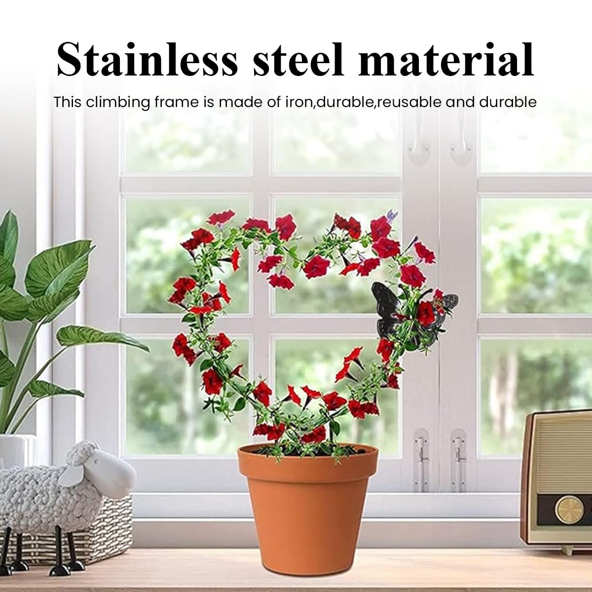 HASTHIP® Metal Plant Support Sticks - 2 Pcs Butterfly Plant Stakes - 12 Inches Plant Garden Stakes - Trellis For Climbing Plants Indoor/Outdoor - Creeper Plant Support for Amaryllis Orchid Lily Rose
