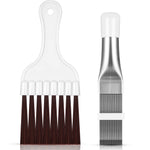 HASTHIP® Air Conditioner Condenser Fin Comb, 1 Coil Cleaner Stainless Steel Fin Comb with 1 Evaporator Radiator Cleaning Whisk Brush-Silver