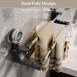 HASTHIP Retractable Towel Rack for Bathroom and Kitchen with 30–70cm Adjustable Length | Stainless Steel Double Layer Suction Organizer