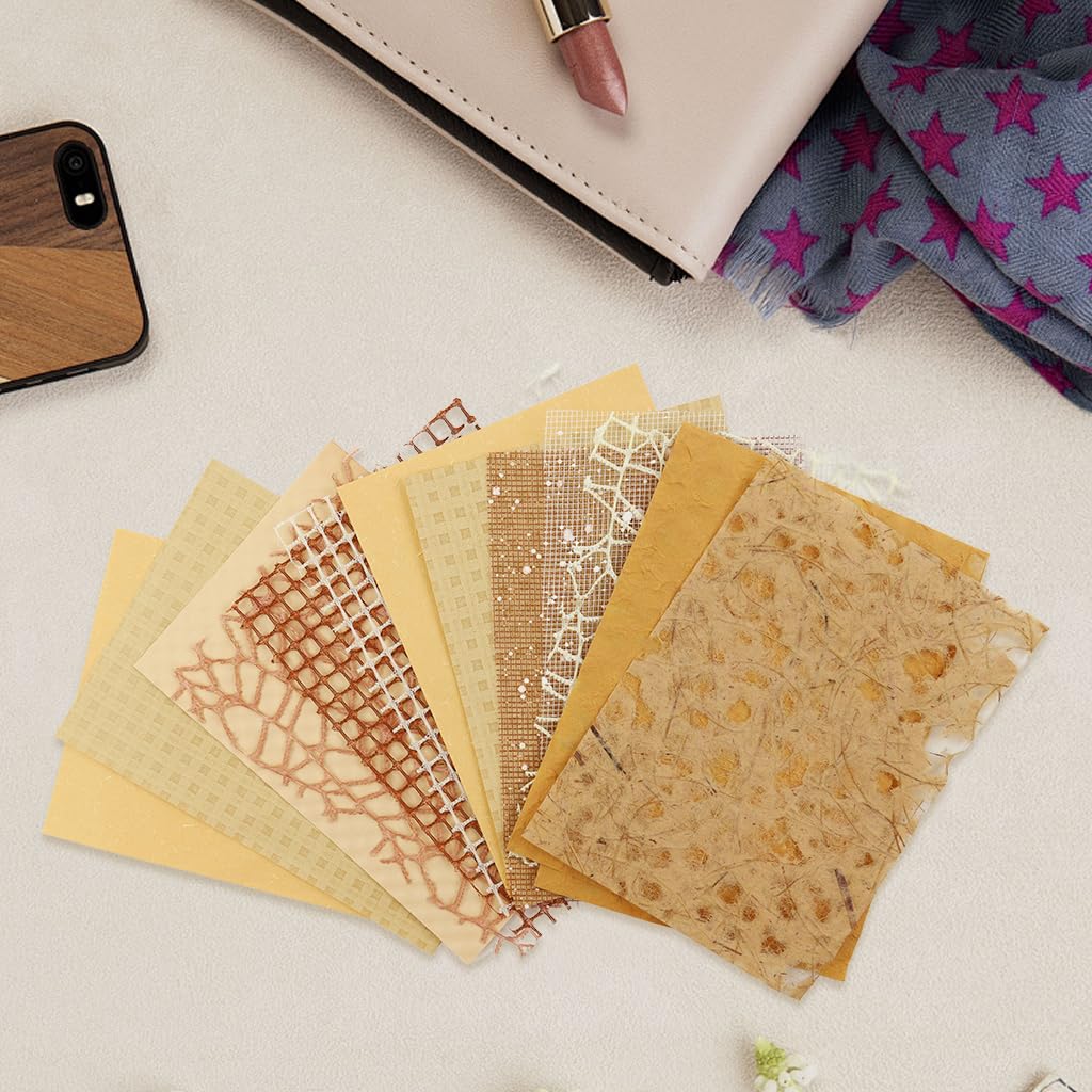 HASTHIP Scrapbook Paper Set for Journaling and Card Making featuring 48PCS 10x14cm Brown Sheets