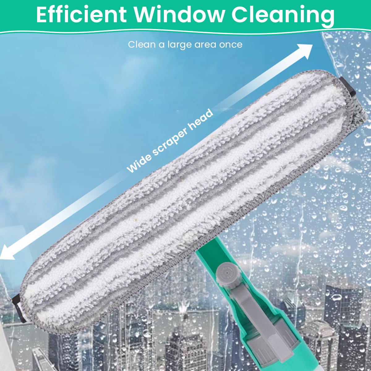 HASTHIP Window Cleaning Brush with Dual-Sided Head and Built-In Spray Bottle for Glass | Multi-Surface Tool for Tracks and Mirrors