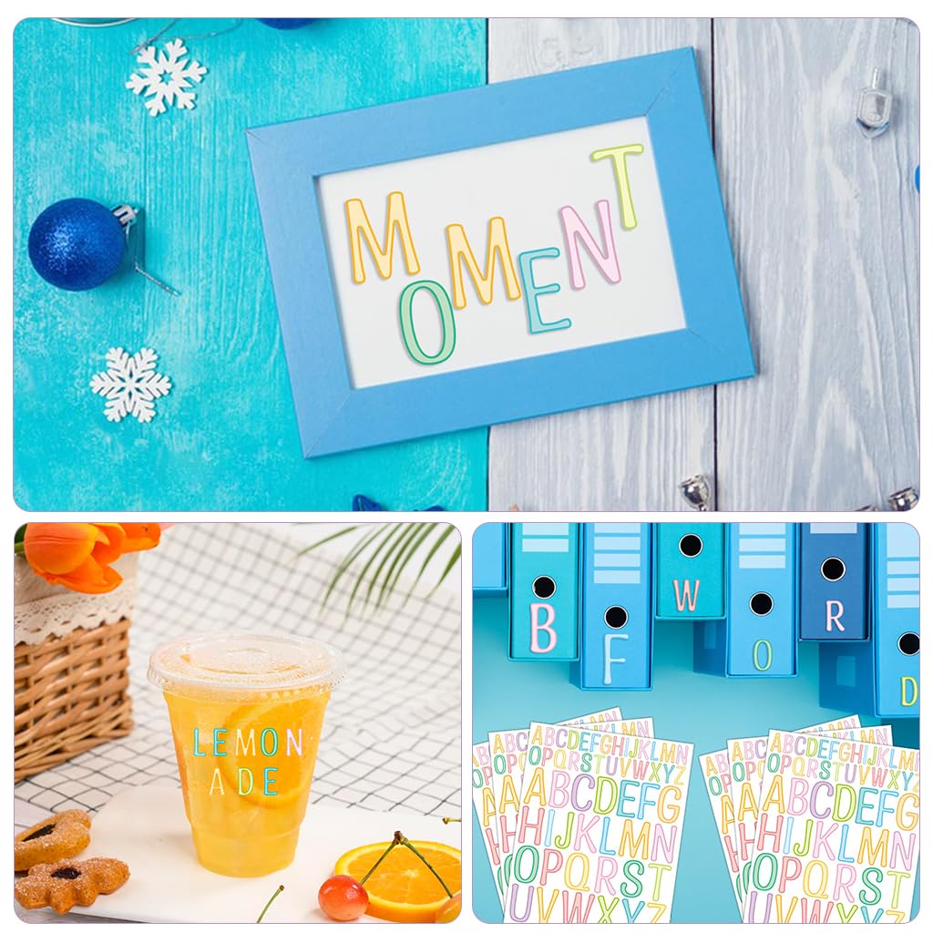 HASTHIP Alphabet Stickers for DIY Crafts and Bulletin Boards featuring 10 Sheets Vinyl Letters 1 inch and 2 inches | Multicolor Set