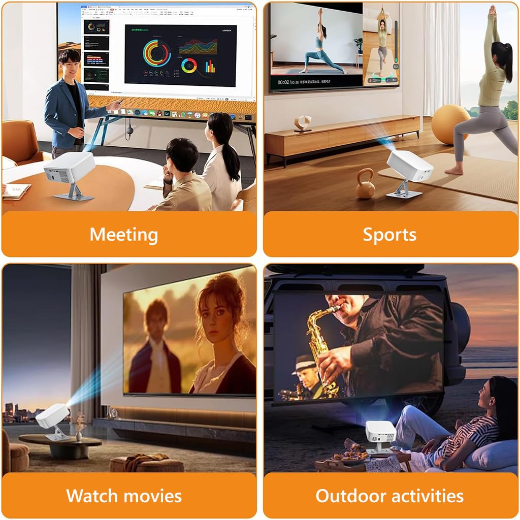 HASTHIP® Soporte Proyector 3 en 1, Trípode Ajustable Plegable con Rosca 1/4'', Montaje de Escritorio Pared Techo, Rotación 360° Compatible con Proyectores Cámaras y Webcams