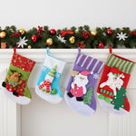 HASTHIP Christmas Stockings Set for Holiday Decor with Santa Snowman Reindeer | Set of 4