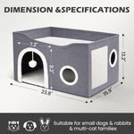 HASTHIP® Foldable Cat House, Cat Bed for Indoor Cats, for Cat Multi Opens Game Tunnel for Cat Double Layer Cat House with Atop Platform & Cat Scratcher Board DIY Assembly Cat House All Season Use
