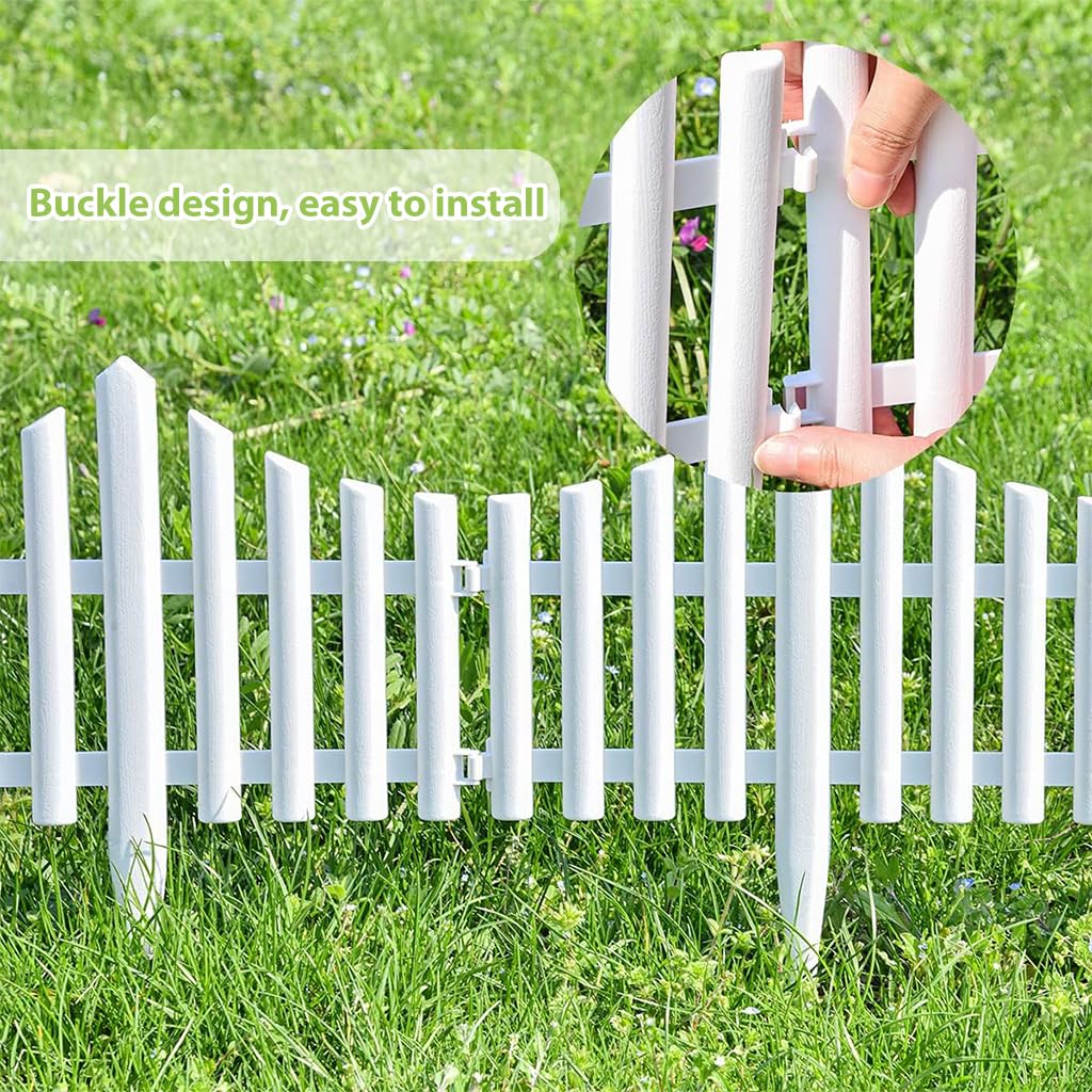 HASTHIP Garden Fence Border for Outdoor Decoration with Connectable Design 63x34cm PVC White Panels | Easy Installation for Lawn and Pathway Edging