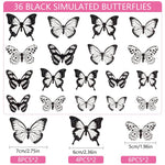 HASTHIP Butterfly Wall Stickers for Home Decor featuring 3D Effect and 36Pcs PVC Set | Black and White
