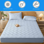 HASTHIP Bed Covers Queen Size with Hidden Waterproof Liner 78.7 x 59 in | Quilted Cotton Blue