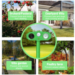HASTHIP Outdoor Ultrasonic Pest Repeller for Garden and Patio with PIR Sensor & LED Flash | Solar Powered 16–26 ft Coverage