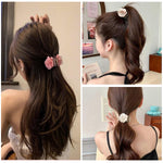 HASTHIP® 3 Piezas Clips de Garra con Flor de Rosa,Pinzas Pelo Acrílicas con Resorte Fuerte,Accesorios Elegantes para Mujeres y Niñas Estilo Medio Recogido Ligero y Duradero