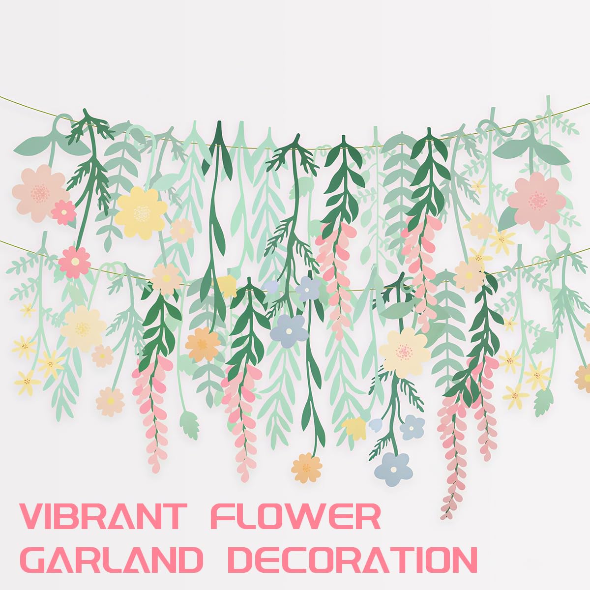 HASTHIP Flower Garland for Party and Nursery Decor featuring Double Sided Design and 14.9 in Colorful Paper Flowers | Eco Friendly Wall Hanging Decoration