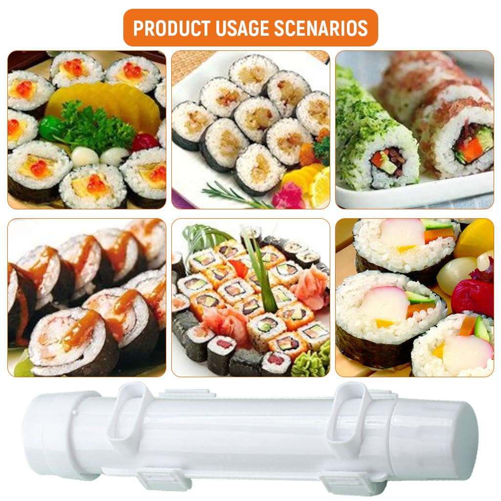 HASTHIP Sushi Making Kit for Beginners with Roller Bazooka and 2PCS Bamboo Mat | DIY Home Rolls
