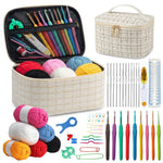 HASTHIP® Zibuyu 55Pcs Ergonomic Crochet Kit for Beginners Adults, Crochet Yarn Set with Yarn, with Storage Box, Stitch Markers, DIY Craft Art Tools, Needles Suitable for Beginners-White