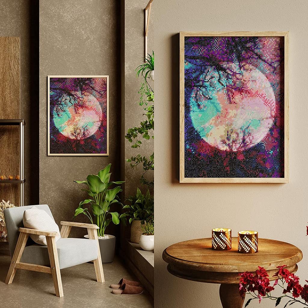 HASTHIP Diamond Painting Kit for Bright Moon Scene with 30x40cm Canvas | DIY 5D Art Set