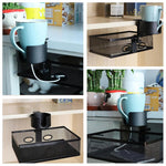 HASTHIP® Black 360-Degree Under Desk Organizer with Cup Holder