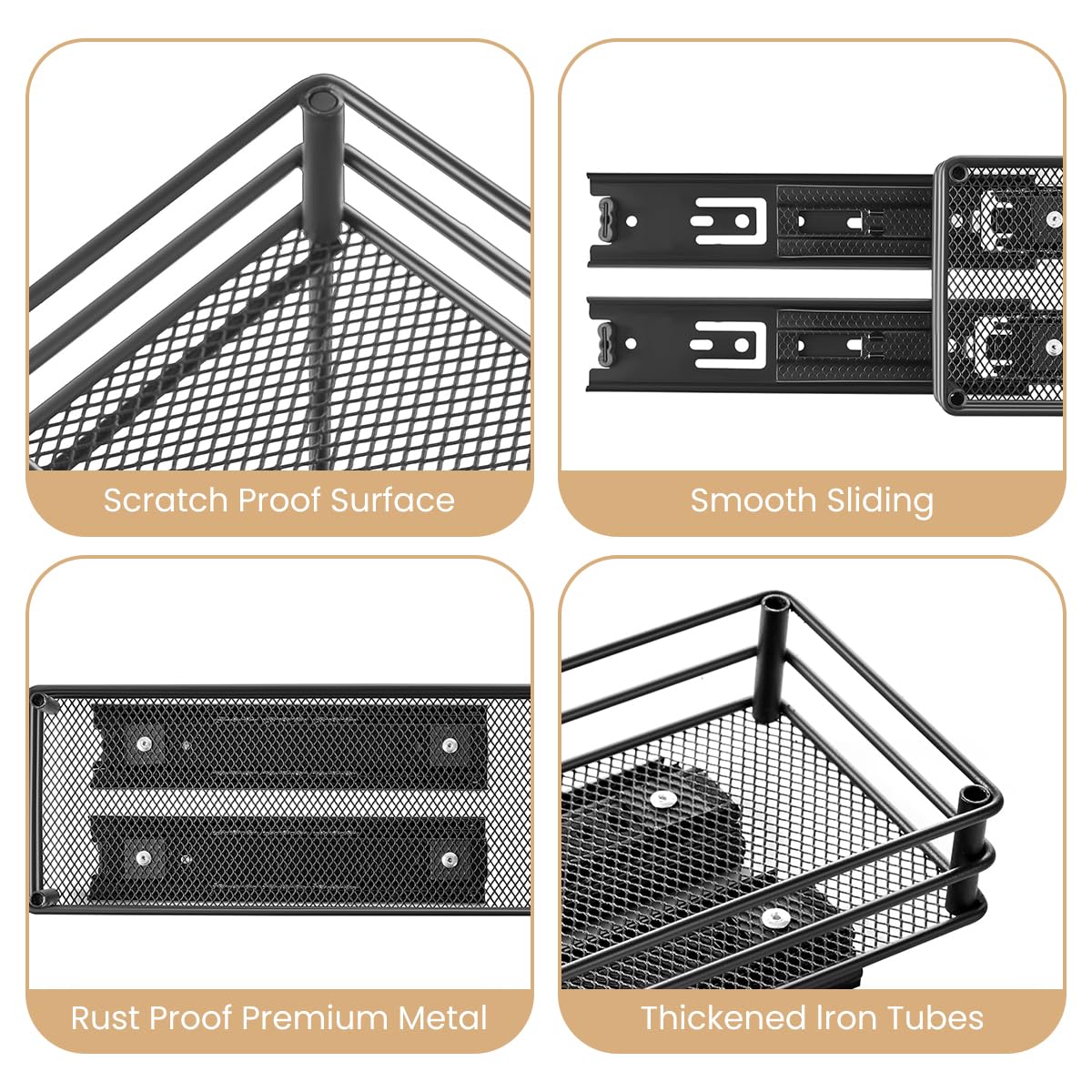 HASTHIP Kitchen Organizer for Countertop and Cabinet 26x15x21.8cm featuring Double Tier Pull Out Metal Rack