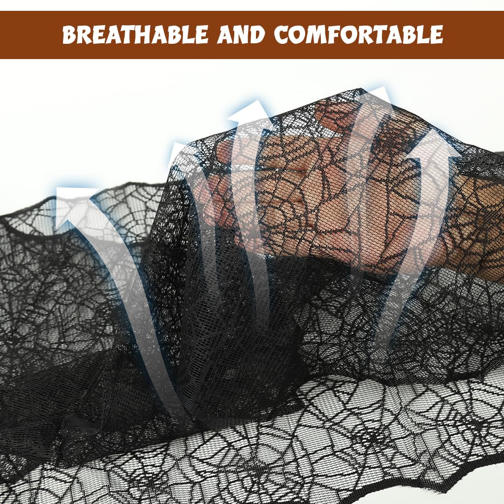HASTHIP Halloween Table Runner 18x72 in for Party Decor featuring Black Lace Cobweb Design