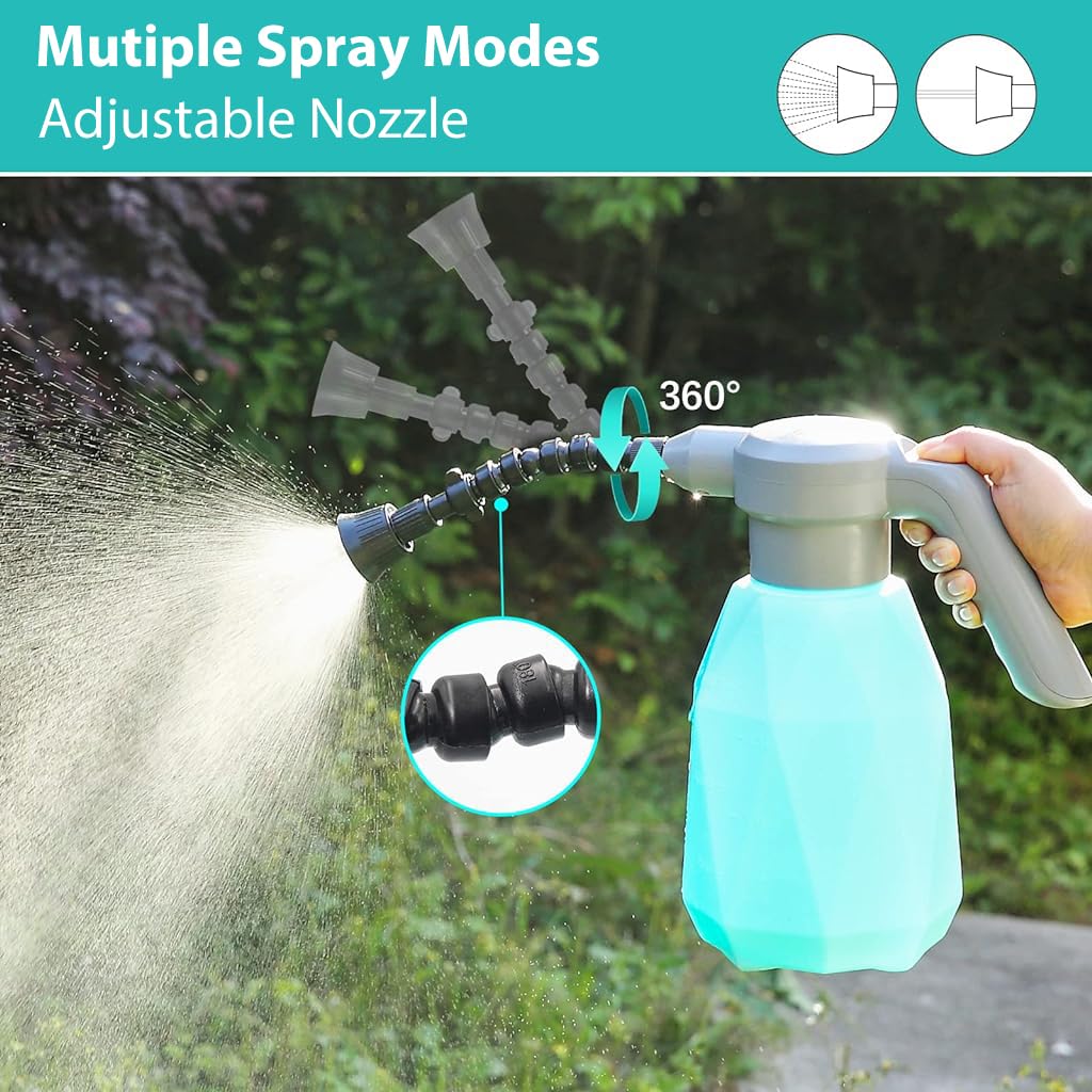 HASTHIP Electric Watering Can for Plants with 2L Capacity and 360° Gimbaled Nozzle | USB Rechargeable Gardening Sprayer