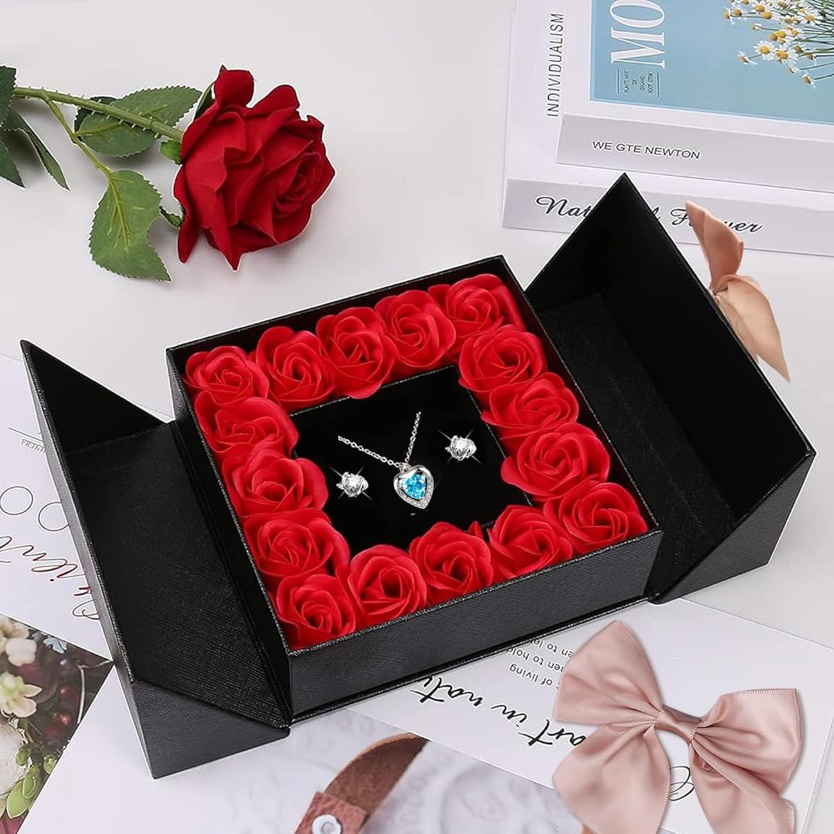 HASTHIP Metal Rose Flower Gift for Women featuring Eternal Real Rose | Romantic Anniversary Present