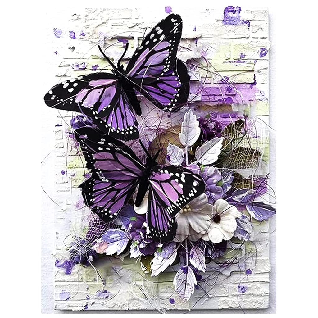 Diamond Painting Kit, 5D Diamond Painting Kit for Adults & Kids, 12x16inch DIY 5D Round Full Drill Butterfly Diamond Art, Very Suitable for Home Leisure and Wall Decoration
