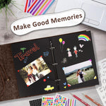 HASTHIP DIY Photo Album for Weddings and Family Memories with 60 Pages featuring Red Heart Closure and Felt Cover | Includes Metallic Pen and Color Stickers