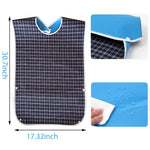 HASTHIP Adult Bibs for Elderly with Waterproof Anti Oil Layer 78 x 44cm Blue 3 PCS | Washable Mealtime Clothing Protector