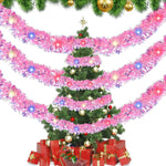 HASTHIP Pink Christmas Tinsel Garland for Trees and Parties featuring Shiny Metallic Fringe 16.4ft