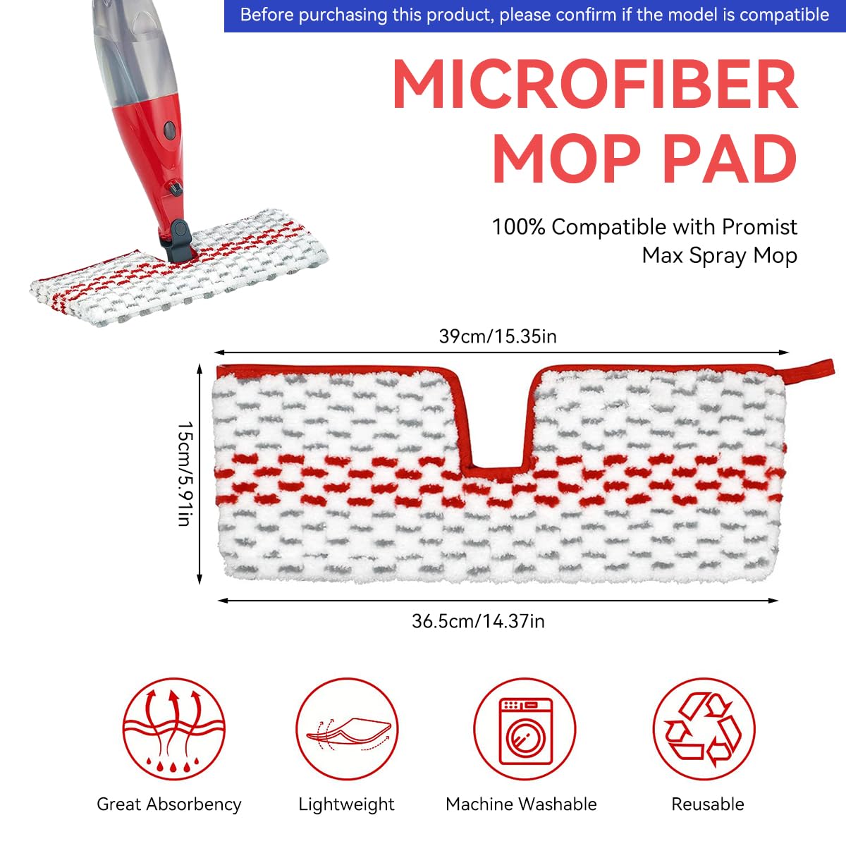 HASTHIP Replacement Mop Cloth for O-Cedar ProMist MAX featuring Dual-Sided Washable Microfiber Pads | 4Pcs Reusable Wet and Dry Use