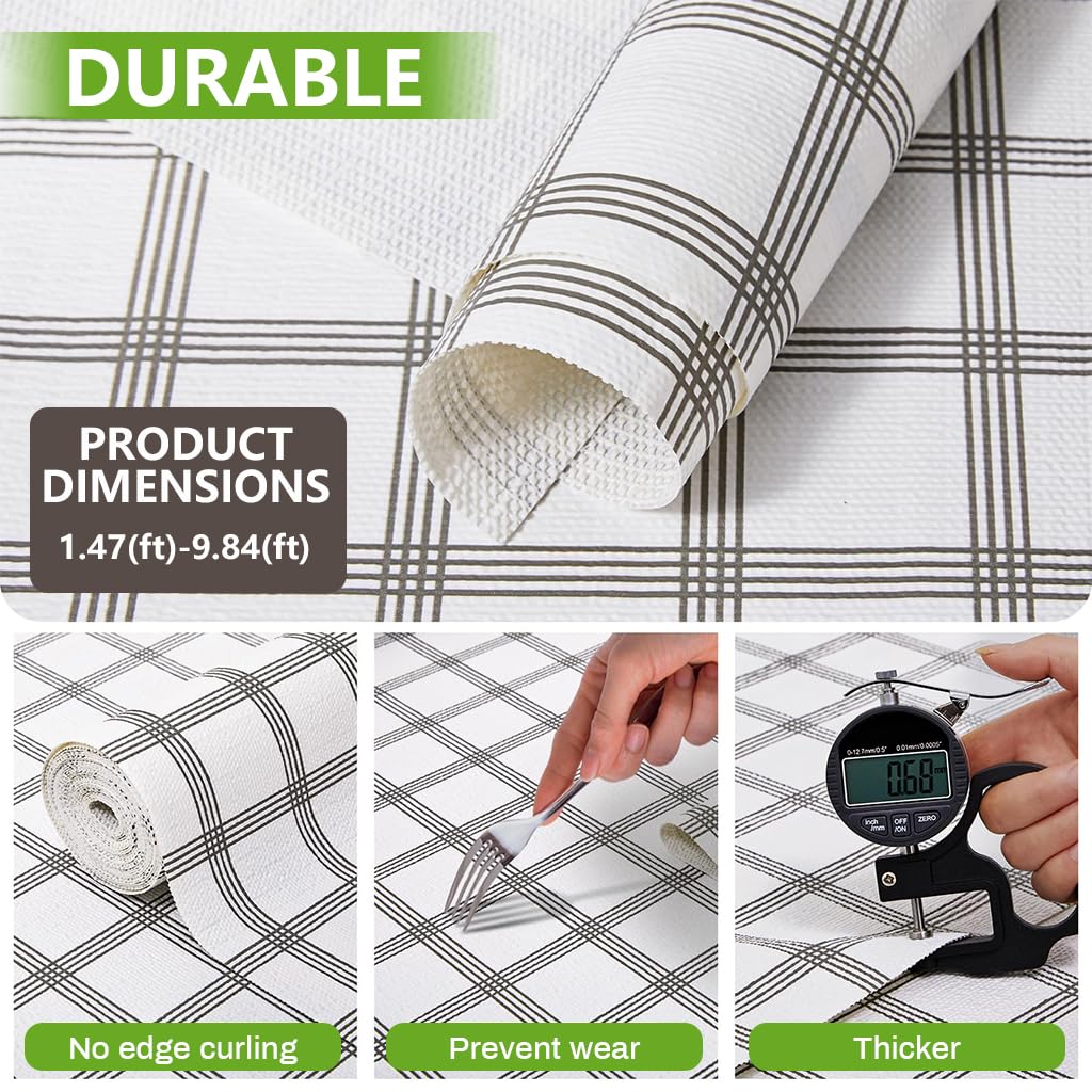 HASTHIP Cabinet Liner Mat for Shelves and Drawers with Anti Slip Check Pattern | 45cm x 300cm Waterproof PVC Sheet