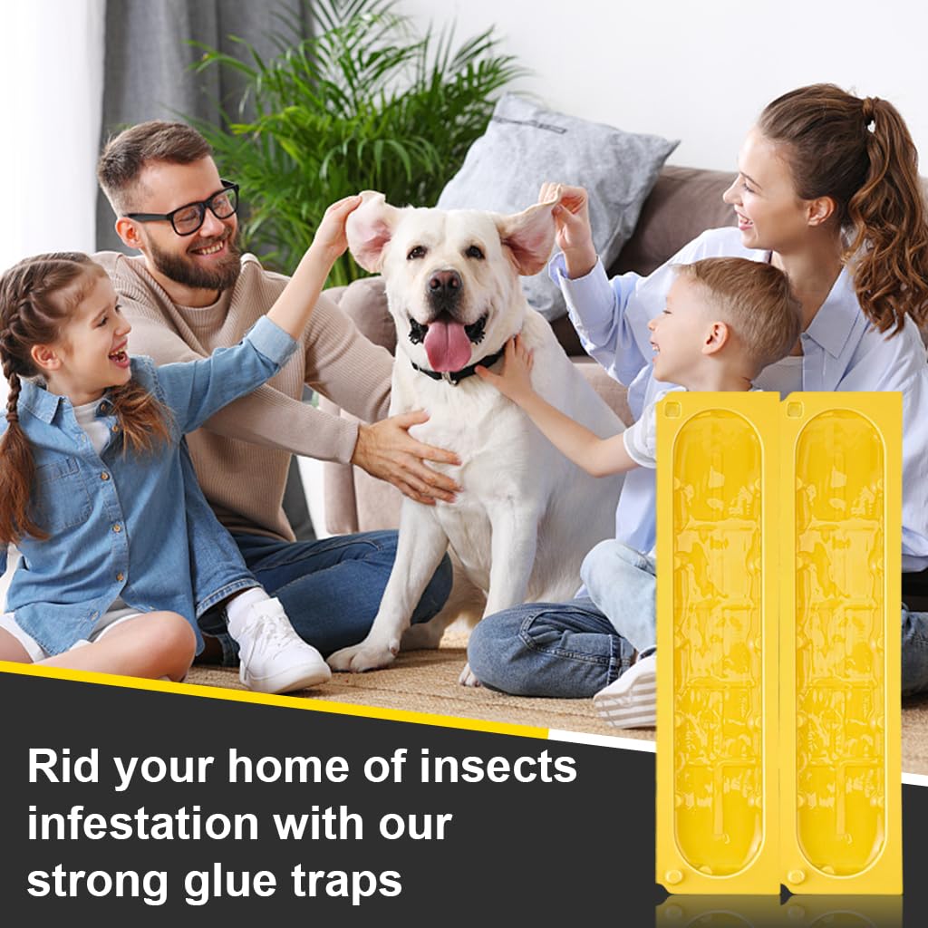 HASTHIP Sticky Fly Trap for Indoor and Outdoor Use with Pre-Glued Panels 8Pcs 22x5cm | Yellow Bug Catcher for Flies and Cockroaches