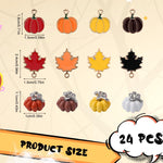 HASTHIP DIY Festival Jewelry Accessories for Thanksgiving and Halloween | 24pcs Enamel Zinc Alloy Maple Leaf and Pumpkin Charms