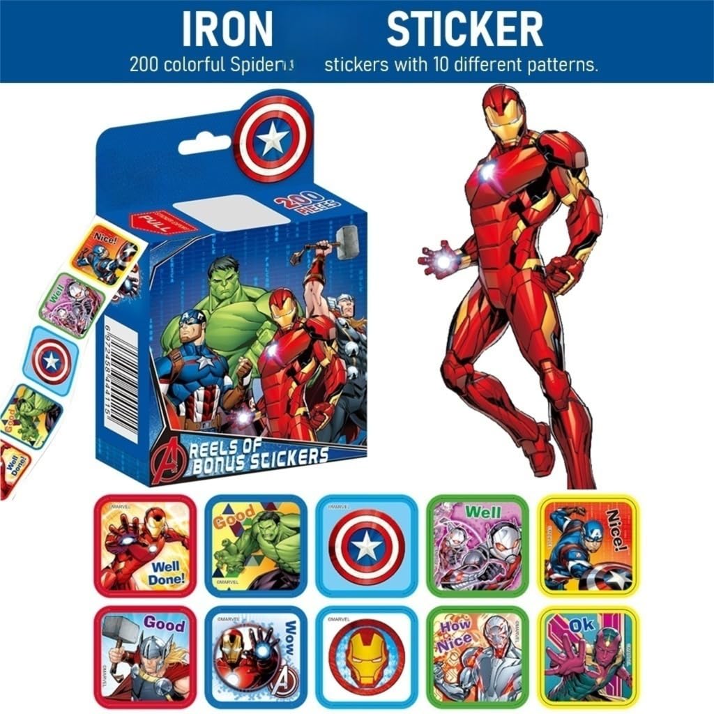 HASTHIP Stickers for Kids Rewards with 200 pcs 0.98 in Self Adhesive Waterproof Design | Gift Set for Teachers and Parents