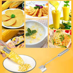 HASTHIP® Kitchen Corn Peeler Kernels Stripper Stainless Steel Corn Peeler Anti-Slip Long Handle Corn Peeler Quick Corn Stripper Remover Kitchen Corn Peeler for Salad, Corn Juice
