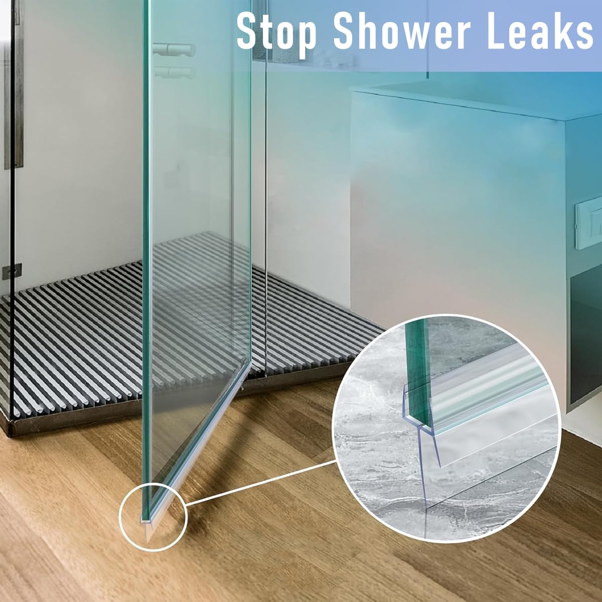 HASTHIP Bathroom Door Bottom Seal for 4–6mm Glass Doors with Dual Flap Design | 39 Inches Flexible PVC Water Stopper Strip