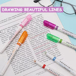 HASTHIP Curve Highlighter Pen Set for Scrapbook and Journals with Roller Tip | 6 Color Markers for Kids and Adults