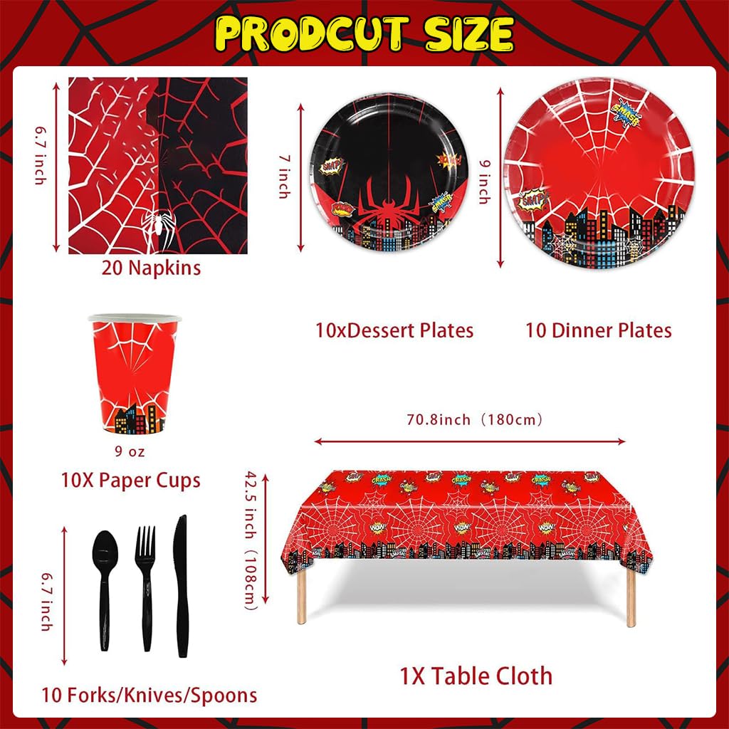 HASTHIP Kids Birthday Party Superhero Set for Tableware with 81 pcs Plates and Cups | Easy Cleanup Supplies