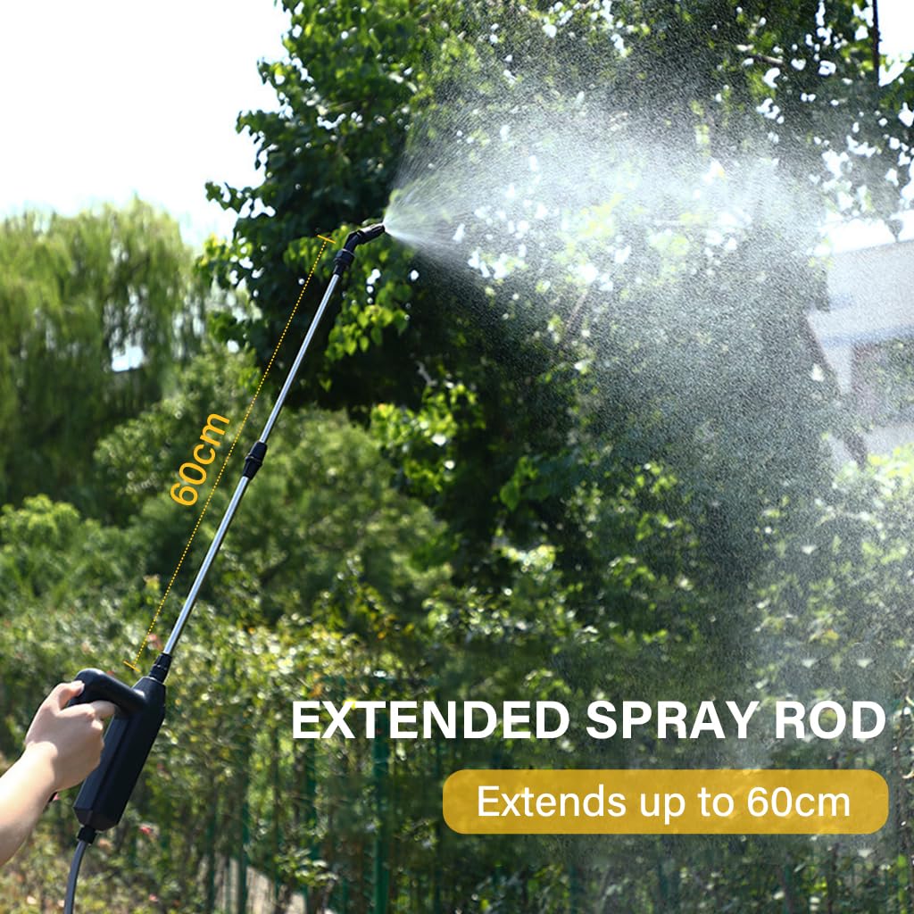 HASTHIP USB Water Sprayer for Gardening with 3 Nozzles and 16.4ft Pipe | 2400mAh Rechargeable