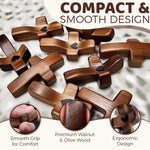 HASTHIP Handheld Prayer Cross for Spiritual Reflection with 1.9 in Curved Wood Design | Heart Emboss Center