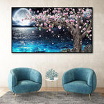 HASTHIP Diamond Painting Kit for Adults with Full Drill Crystal Rhinestones 27.5 x 15.7in | Lake Moon DIY Wall Art Decor